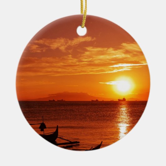 boot en zon keramisch ornament (Voorkant)