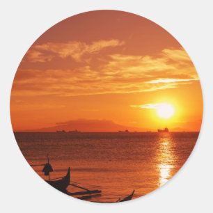 boot en zon ronde sticker