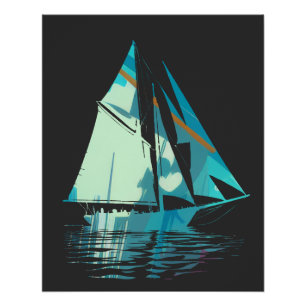 Boot Gevist Illustratie Silhouette Stijl Perfect Poster