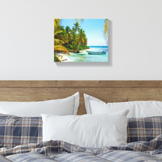 Boot in Caribisch gebied Canvas Afdruk (Insitu (Slaapkamer))