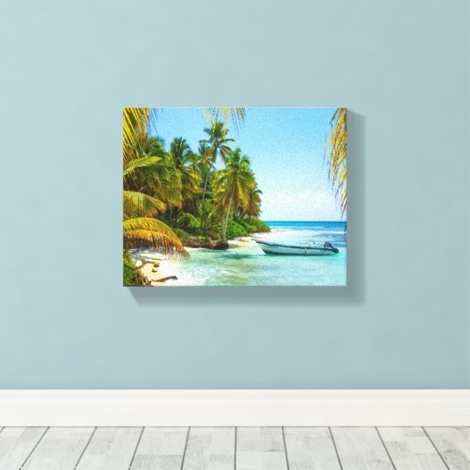 Boot in Caribisch gebied Canvas Afdruk (Insitu (Houten vloer))
