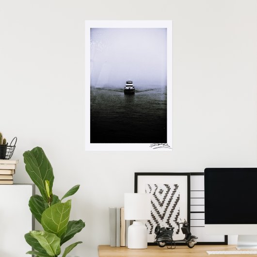 Boot in de mist poster (Thuiskantoor)
