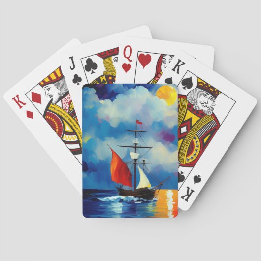 Boot in de nacht pokerkaarten (Achterkant)