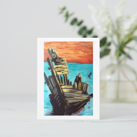 Boot in de zon briefkaart (Staand voorkant)