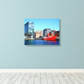 Boot in het Albert Dock Canvas Afdruk (Insitu (Houten vloer))