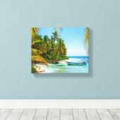Boot in het Caribisch gebied Canvas Afdruk (Insitu (Houten vloer))