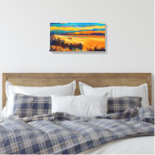Boot in meer.Sunset landschap Canvas Afdruk (Insitu (Slaapkamer))