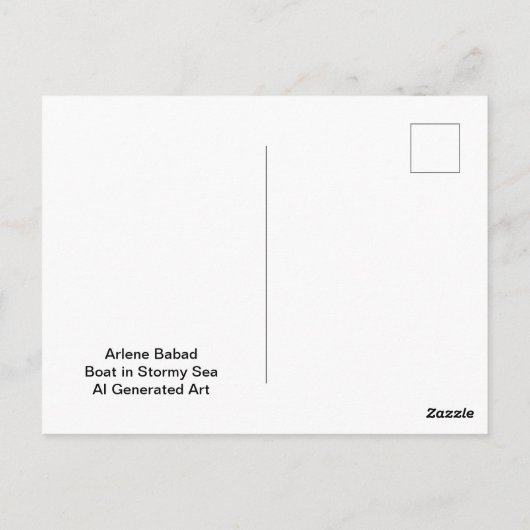 Boot in Stormy Zee, Briefkaart (Achterkant)