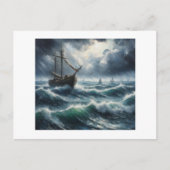 Boot in Stormy Zee, Briefkaart (Voorkant)