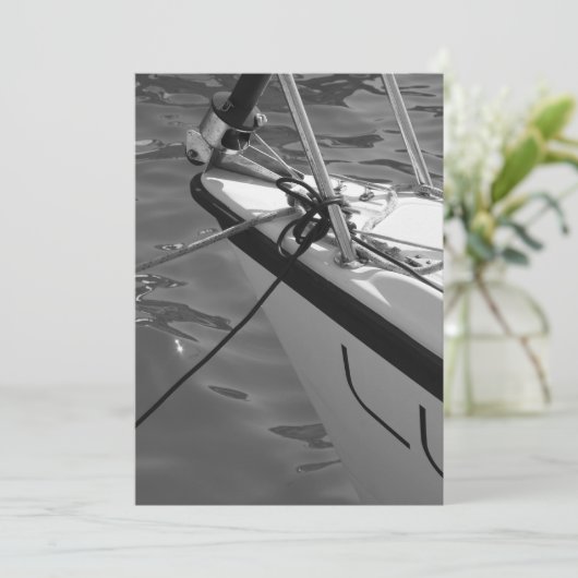 Boot in Zwart-witte Uitnodiging (Staand voorkant)