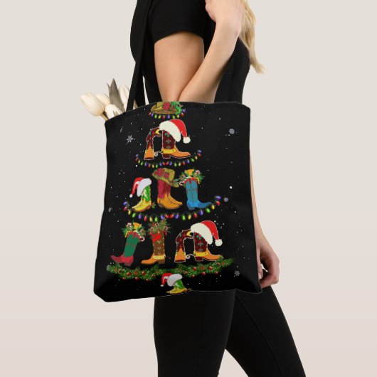 Boot Kerstmis Line Dance Funny Dansende Boots Tote Bag (Dichtbij)