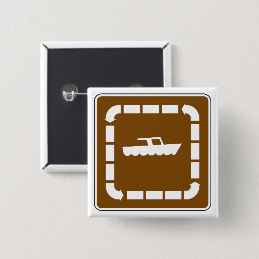 Boot Launch Area Symbool Sign Vierkante Button 5,1 Cm (Voorkant /achterkant)