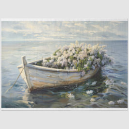 Boot met Bord Lila Bloemen Decoupage Tissuepapier
