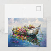 Boot met kleurrijke wilde bloemen briefkaart (Voorkant / Achterkant)