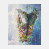 Boot met kleurrijke wilde bloemen fleece deken (Voorkant)