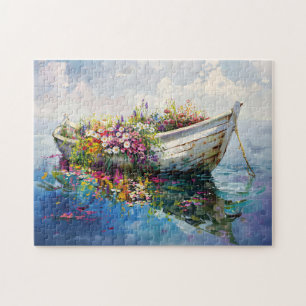 Boot met kleurrijke wilde bloemen legpuzzel