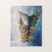 Boot met kleurrijke wilde bloemen legpuzzel (Verticaal)