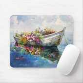 Boot met kleurrijke wilde bloemen muismat (Met muis)