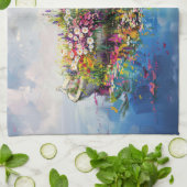 Boot met kleurrijke wilde bloemen theedoek (Gevouwen)