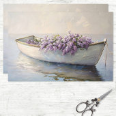 Boot met Paarse Lilacs Schilderen Decoupage Tissuepapier