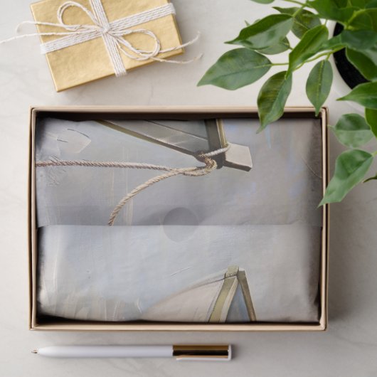 Boot met Paarse Lilacs Schilderen Decoupage Tissuepapier (Geschenk)