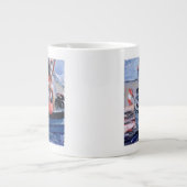 Boot met rode boei grote koffiekop (Voorkant)