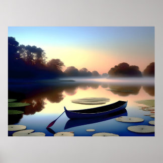Boot midden op het zee poster