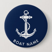 Boot Naam Anker Scheepvaart Maatwerk Ronde Button 4,0 Cm (Voorkant)