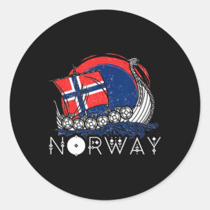Boot Noorse Vlag Noorwegen Viking Schip Trots Ocea Ronde Sticker