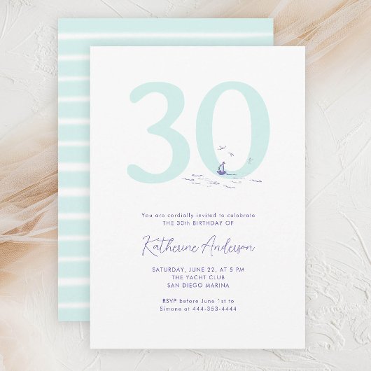 Boot Ocean Nautical Coastal Elegant 30e verjaardag Kaart