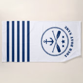 Boot of Naam Nautische Anker & Oars Paddles Wit Strandlaken (Voorkant)