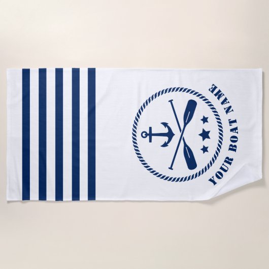 Boot of Naam Nautische Anker & Oars Paddles Wit Strandlaken (Voorkant)