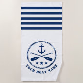 Boot of Naam Nautische Anker & Oars Paddles Wit Strandlaken (Voorkant)