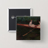 Boot op de Epte - Claude Monet - c1890 Vierkante Button 5,1 Cm (Voorkant /achterkant)