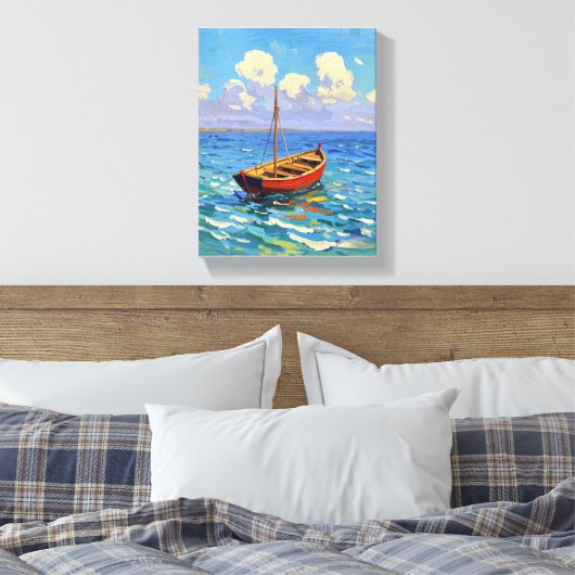 Boot op de Golf van Gogh Art Canvas Afdruk (Insitu (Slaapkamer))