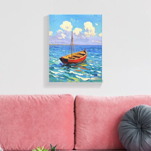 Boot op de Golf van Gogh Art Canvas Afdruk (Insitu (Woonkamer))