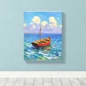 Boot op de Golf van Gogh Art Canvas Afdruk (Insitu (Houten vloer))