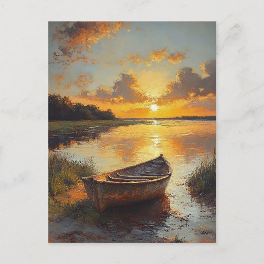 Boot op de kust schilderij briefkaart (Voorkant)