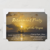 Boot op de zonsondergang pensioenfeest kaart (Voorkant)