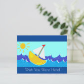 Boot op een golf briefkaart (Staand voorkant)