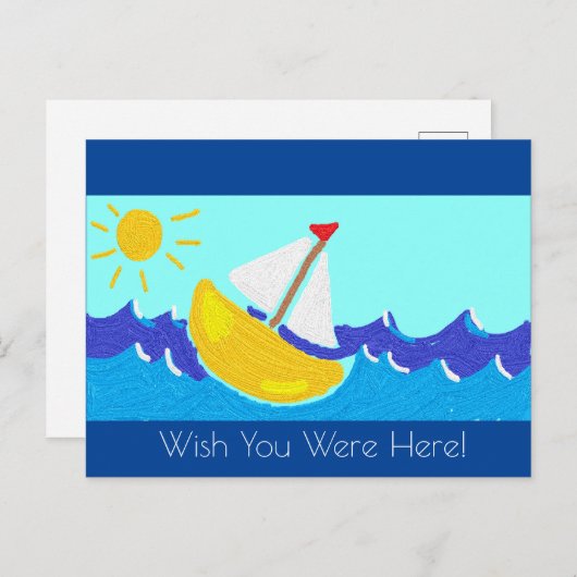 Boot op een golf briefkaart (Voorkant / Achterkant)