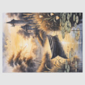 Boot op een meer bij zonsondergang Decoupage Tissuepapier (Voorkant)