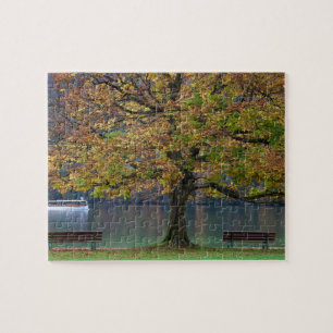 Boot op een meer in de herfst, Duitsland Legpuzzel