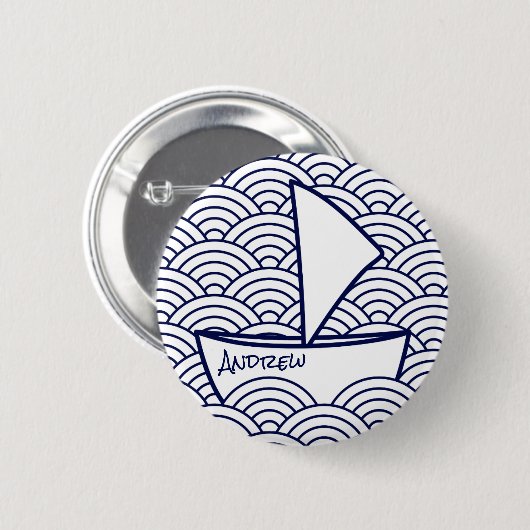 Boot op golven Ronde Button (Voorkant /achterkant)