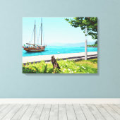 Boot op het meer canvasprint canvas afdruk (Insitu (Houten vloer))