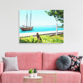 Boot op het meer canvasprint canvas afdruk (Insitu (Woonkamer))