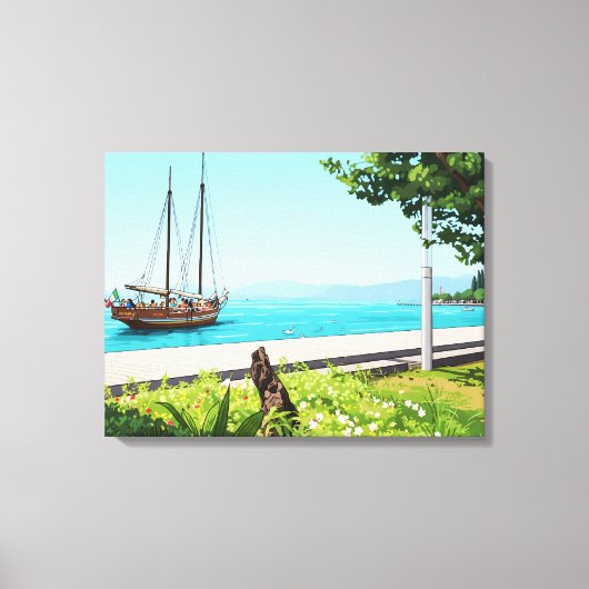 Boot op het meer canvasprint canvas afdruk (Voorkant)