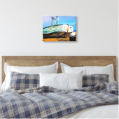 Boot op het strand canvas afdruk (Insitu (Slaapkamer))