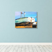 Boot op het strand canvas afdruk (Insitu (Houten vloer))