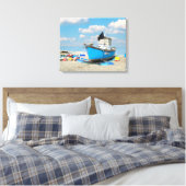 Boot op het strand canvas afdruk (Insitu (Slaapkamer))